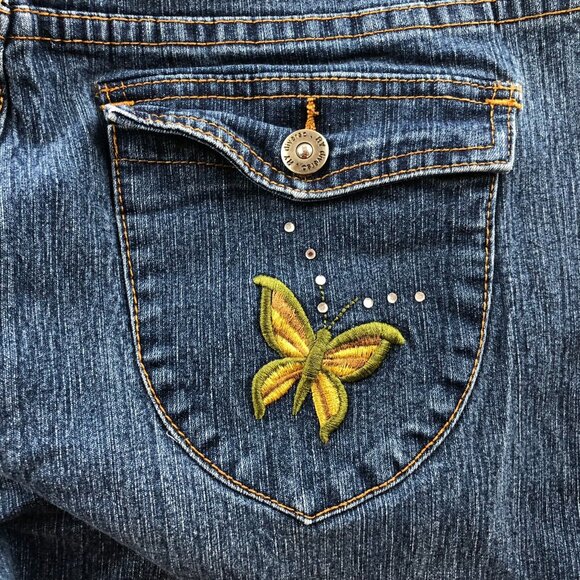 RY Diverso Womens Jeans Size 10 Straight Classic Denim Embroidered Butterfly - Picture 11 of 14